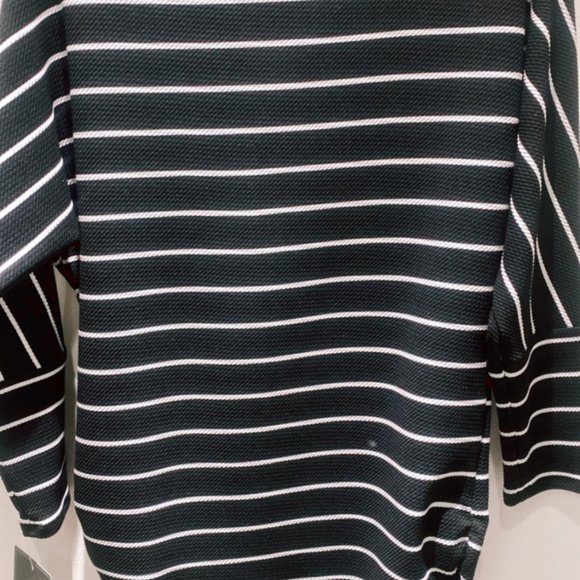 Frank Lyman Black and White Stripe Top With Sparkle Zipper NWT - Picture 4 of 4